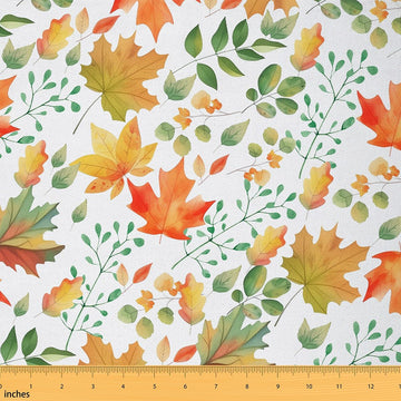 Maple Leaves Fabric by The Yard Watercolor Gradient Autumn Plants No Stretch Fabric Canadian Wild Outdoor Botanical