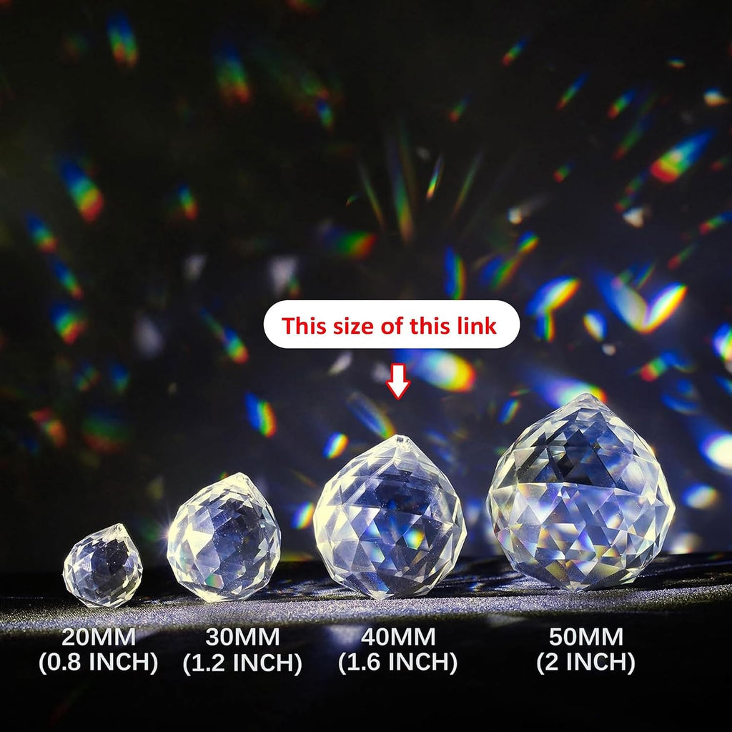 10Pack 40mm/1.57'' Crystal Ball Prism Suncatchers for Window Hanging,Clear - K9 Crystal,Rainbow Maker