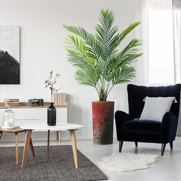 Artificial Tree in Modern Planter, Fake Areca Tropical Palm Silk Tree for Indoor and Outdoor Home Decoration - 66"