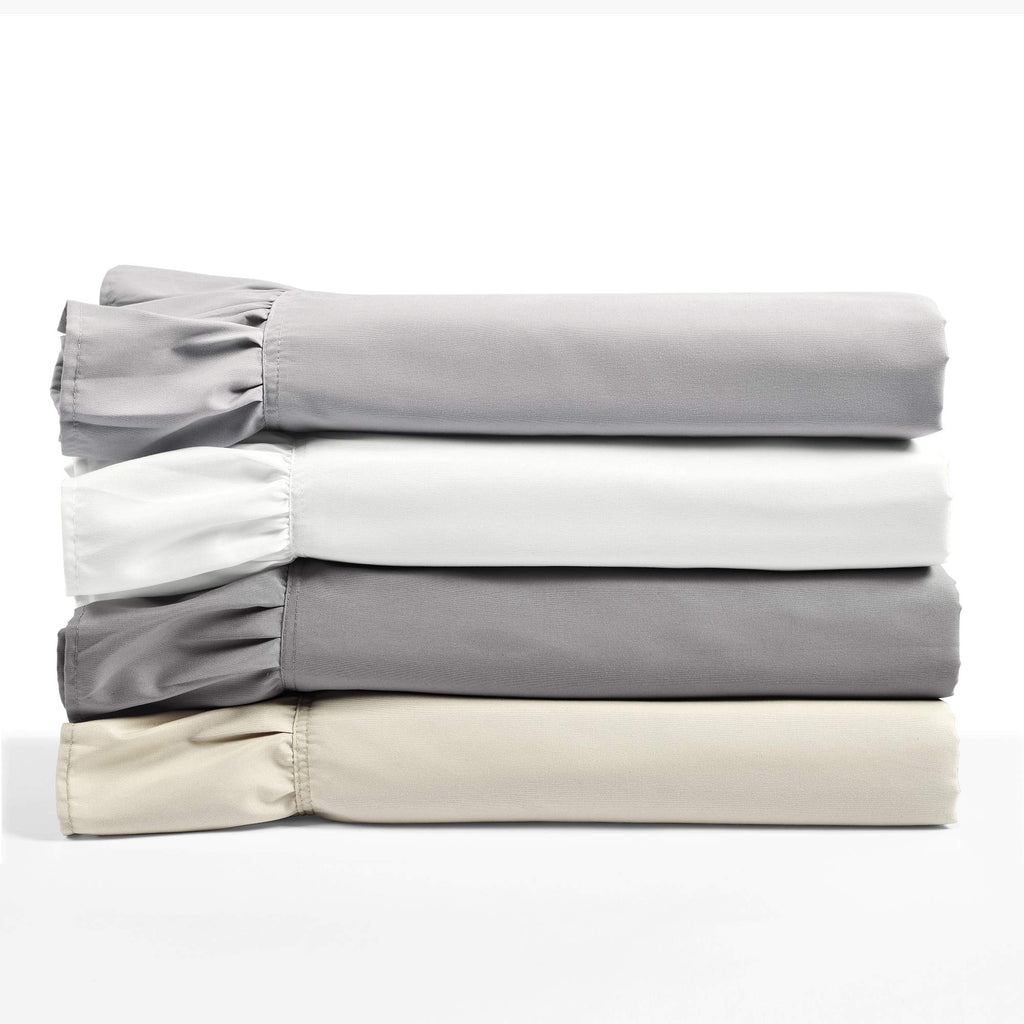 Reyna 4 Piece Ruffle Sheet Set, Light Gray