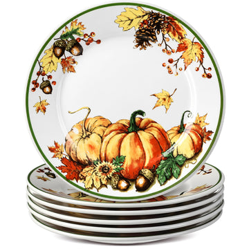 6 Pcs 7 Inch Fall Plates Pumpkin Ceramic Thanksgiving Salad Plates