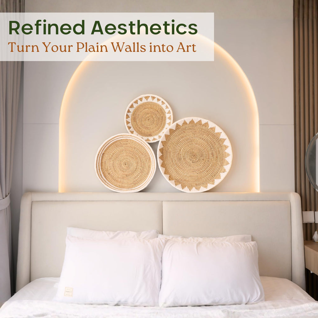Extra Large Wall Basket Decor Boho Wicker Wall Hanging Set 3