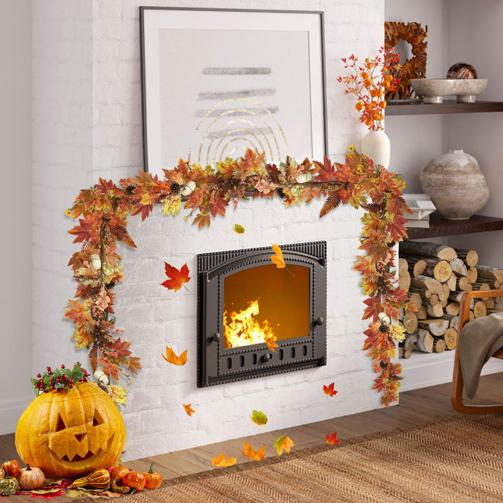 Fall Garland - 6 Ft Maple Leaf Pumpkin Berry Garland