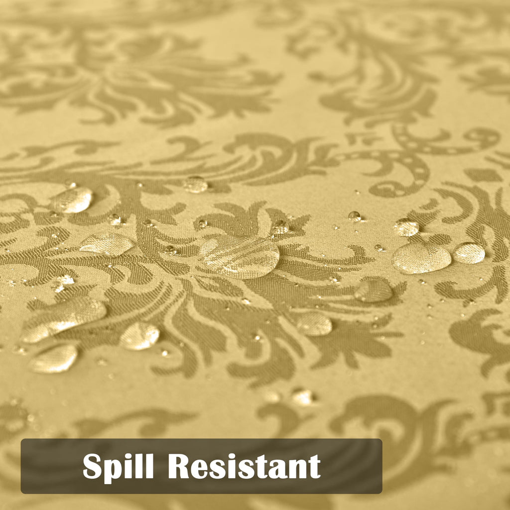 Golden Yellow Fall Jacquard Tablecloth, 60 x 102 Inch Rectangle