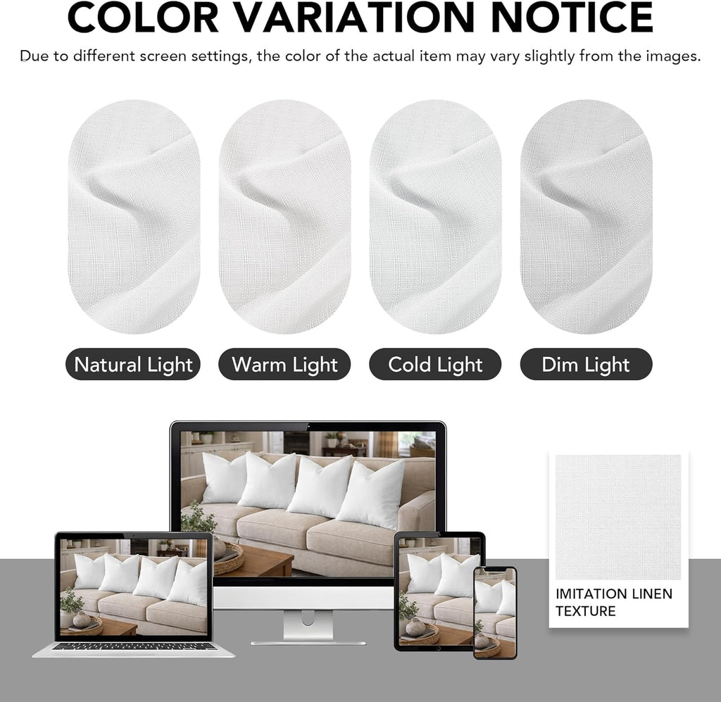 Deconovo Throw Pillow Covers 18 x 18 Inch Set of 4, Covers Only No Insert, Faux Linen Decorative Square Pillowcases