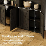 Industrial Bookshelves and Bookcases with Doors 11.8 in Depth Floor Standing 5 Shelf Display Storage Shelves Tall