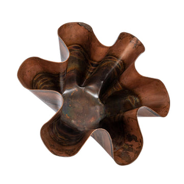 Metal Organic Shaped Planter, Oxidized Copper
