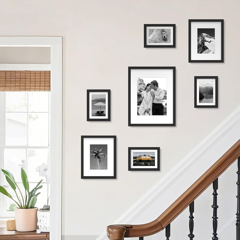 7 Pack Picture Frames Collage Wall Decor, Gallery Wall Frame Set for Wall or Tabletop Display, Multi Sizes with One