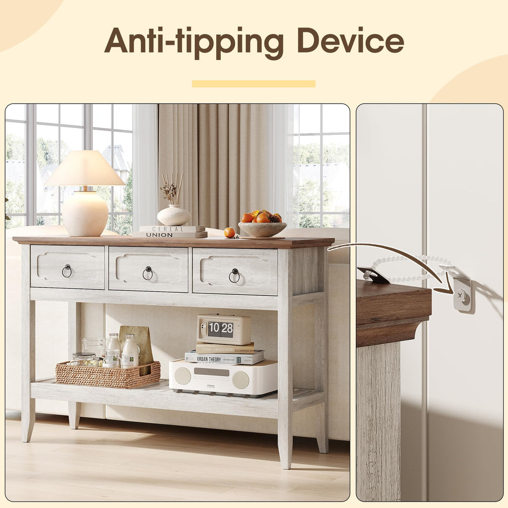 47.2" Farmhouse Console Table with 2 Drawers, Entryway Sofa Table