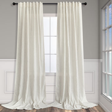 42 Inch Wide by 96 Inch Curtains Living Sliding Door Bathroom 2 Panel Sets Back Tab Rod Pocket Top Light Filter Linen
