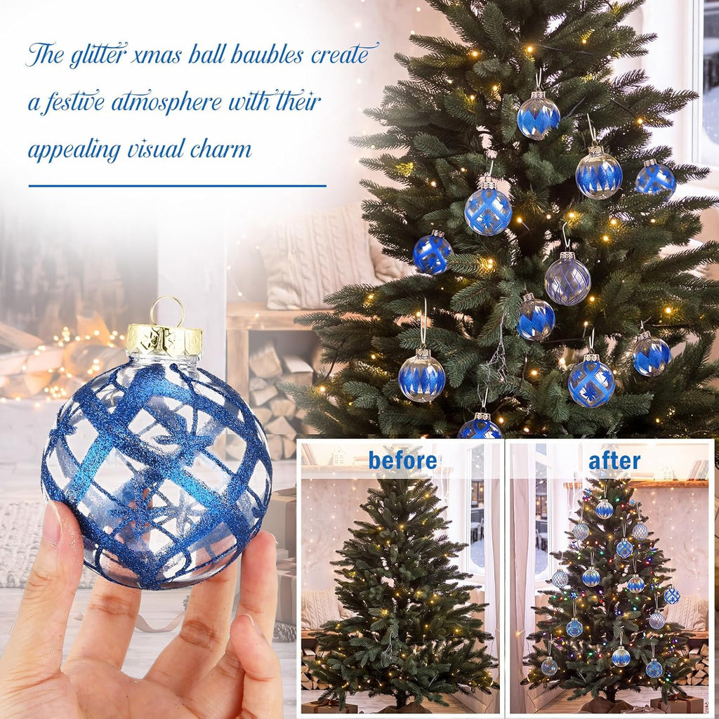 Christmas Ball Ornament Sets Xmas Decorations, Blue - Set of 12