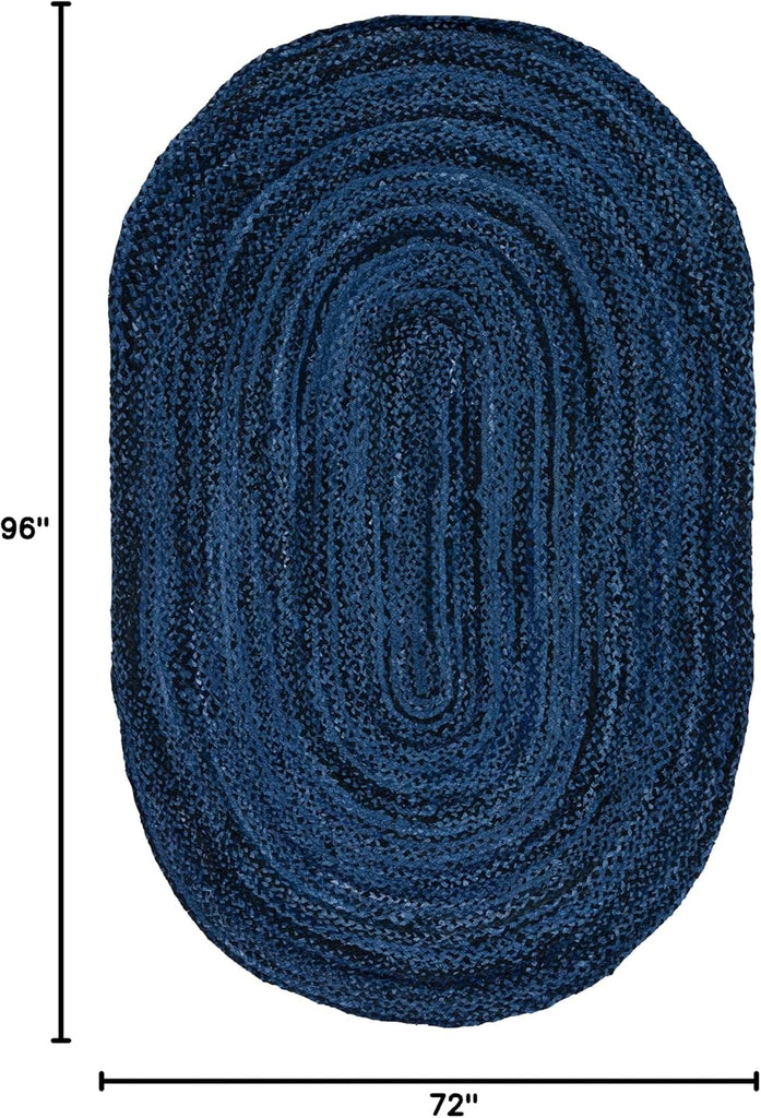 Braided Oval Rug 6x8, Navy & Black BRD452N