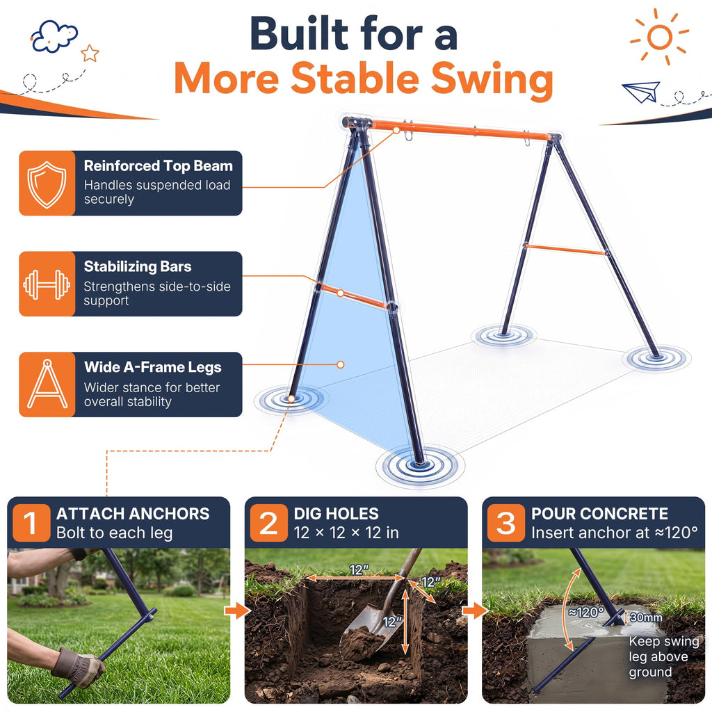 40 Inch Saucer Swing with Heavy Duty A-Frame Metal Stand