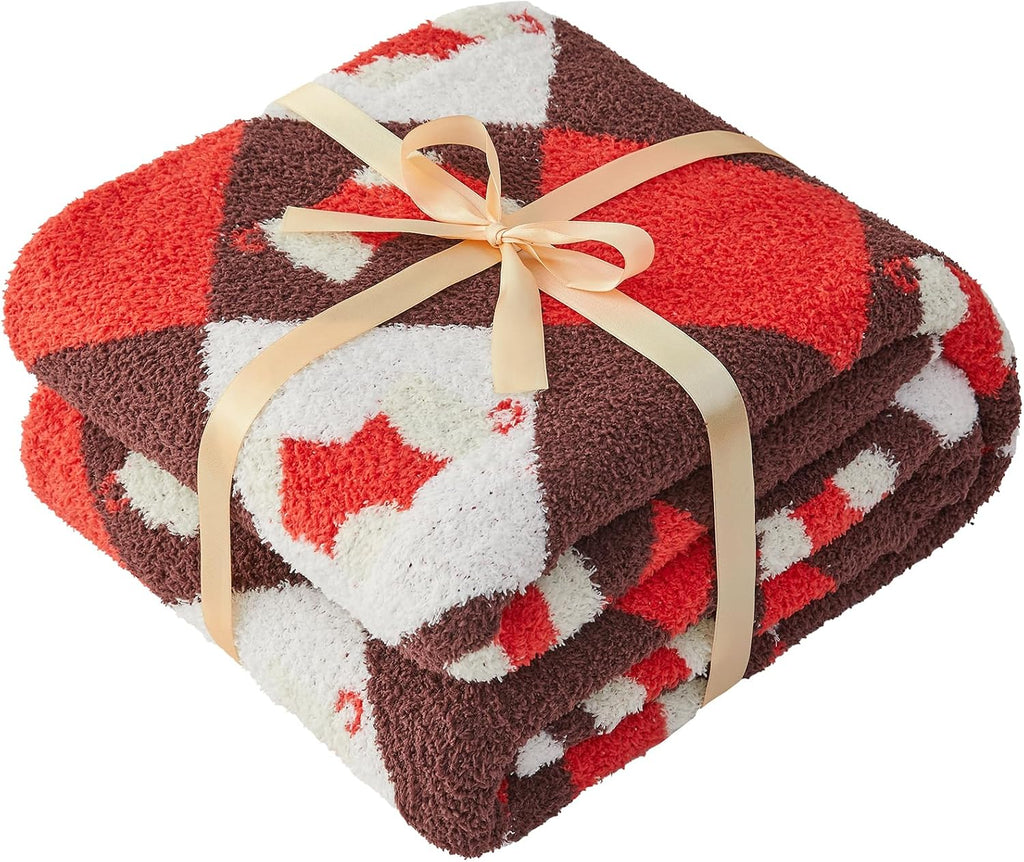 Christmas Knit Throw Blanket - Super Soft Cozy Fuzzy Blankets for Couch, Sofa & Bed, Holiday Throw Blanket,50"x60"