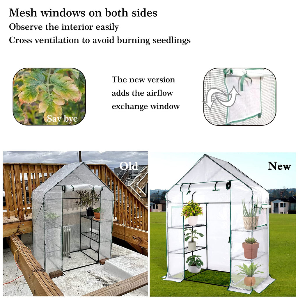 56x30x76 Mini Walk-in Greenhouse, Portable Plant House with 3-Tier Shelves