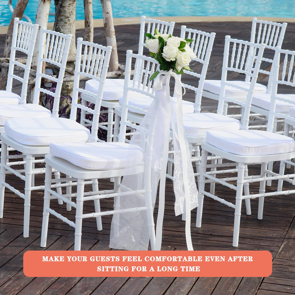 12 Pieces Wedding Ballroom Chair Cushion 15 x 15 Inch, White