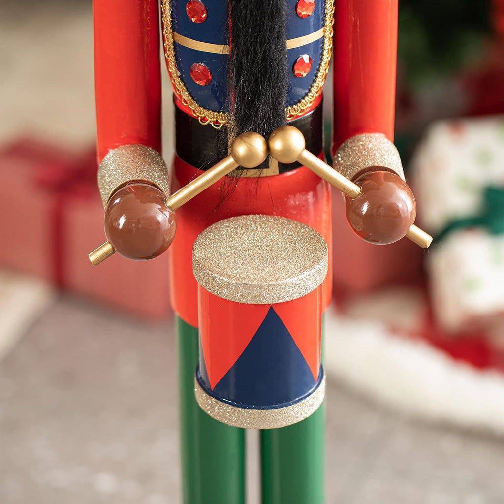 42" Christmas Soldier Nutcracker-Wooden African American Soldier Nutcracker for Festive Christmas Party Indoor Winter