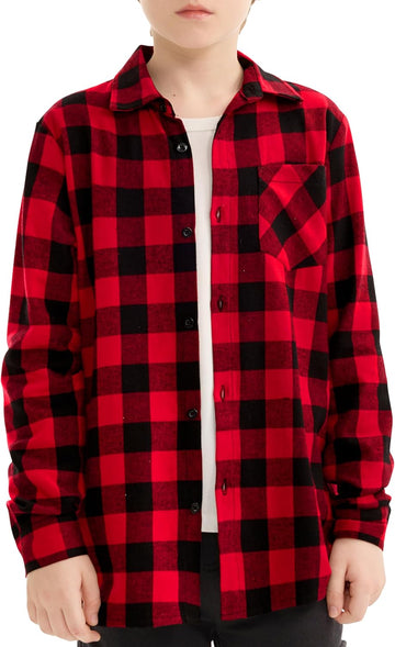 Boys Flannel Shirt Kids Long Sleeve Shirts Button Down
