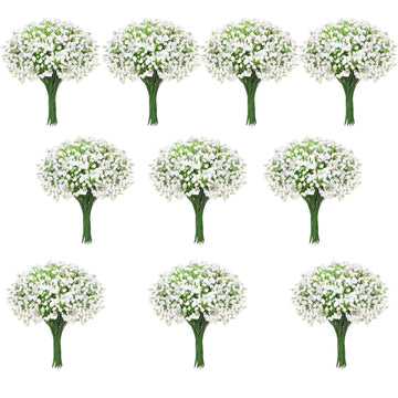 200Pcs Babys Breath Artificial Flowers-Gypsophila Babys Breath Flowers Artificial Bulk-White Real Touch Fake Flowers