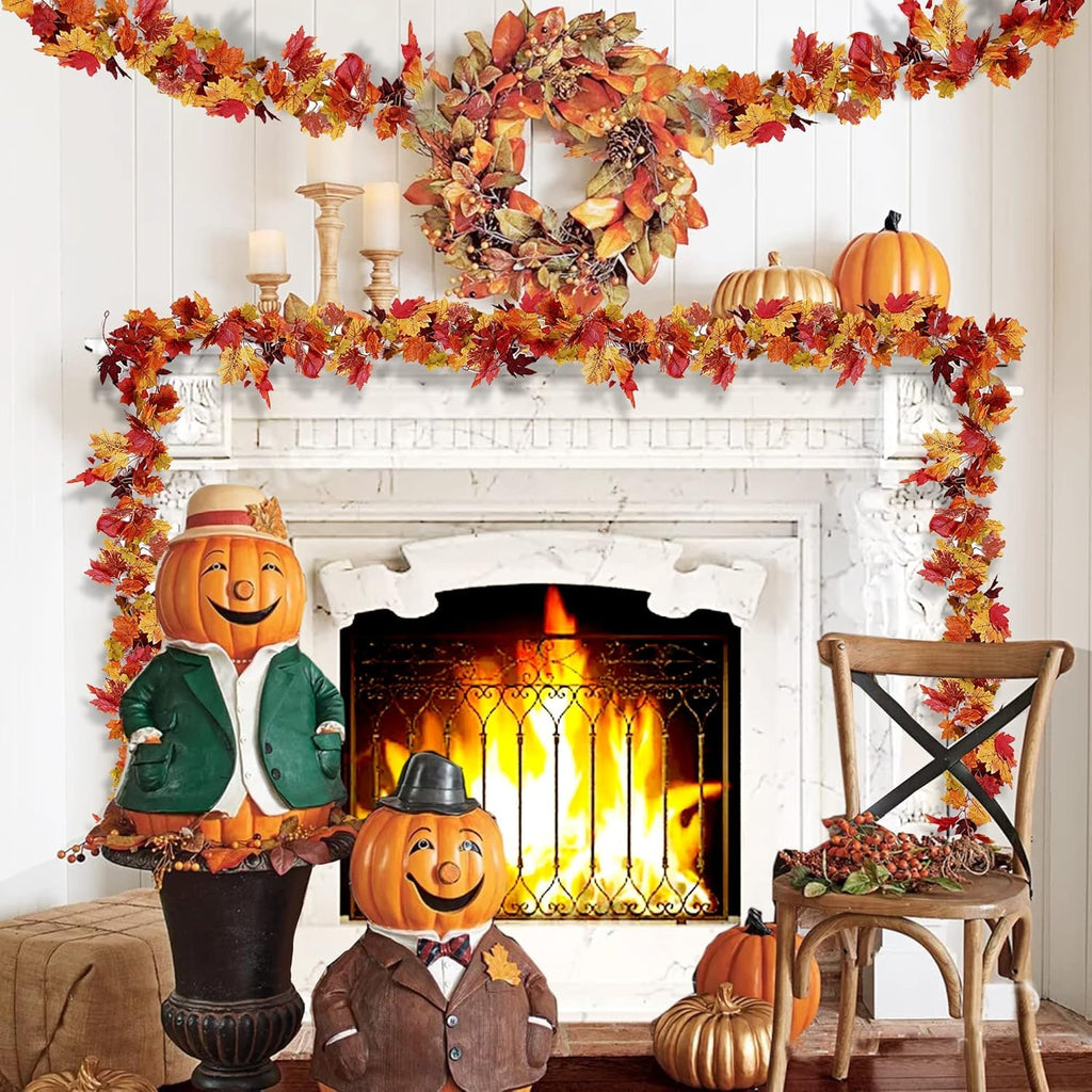 3 Pack Fall Maple Leaf Garland 5.7Ft/Piece Artificial Autumn Maple Leaves Garland Fall Leave Vines with Hanging