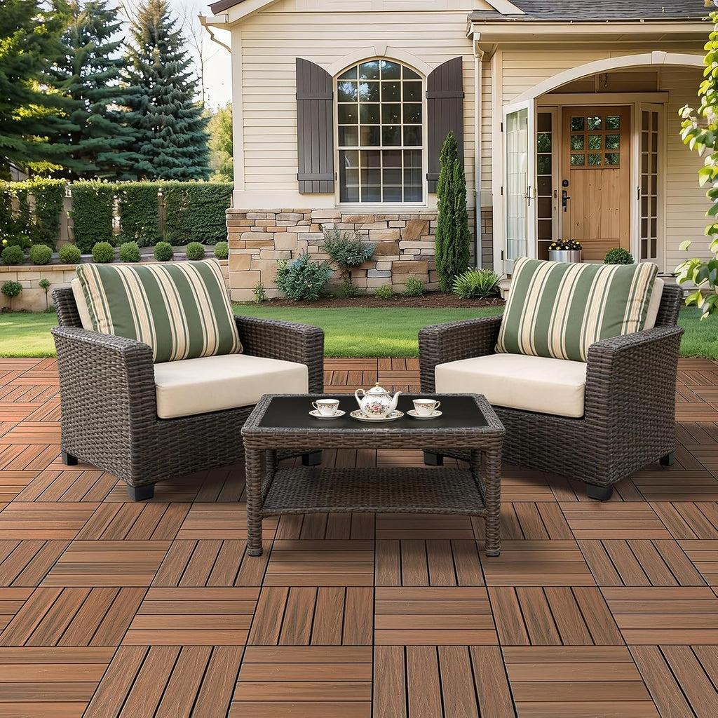 9 Pack Deck Tiles, 12''X 12'' Interlocking Deck Tiles All Weather Patio Flooring Outdoor Waterproof for Balcony Porch