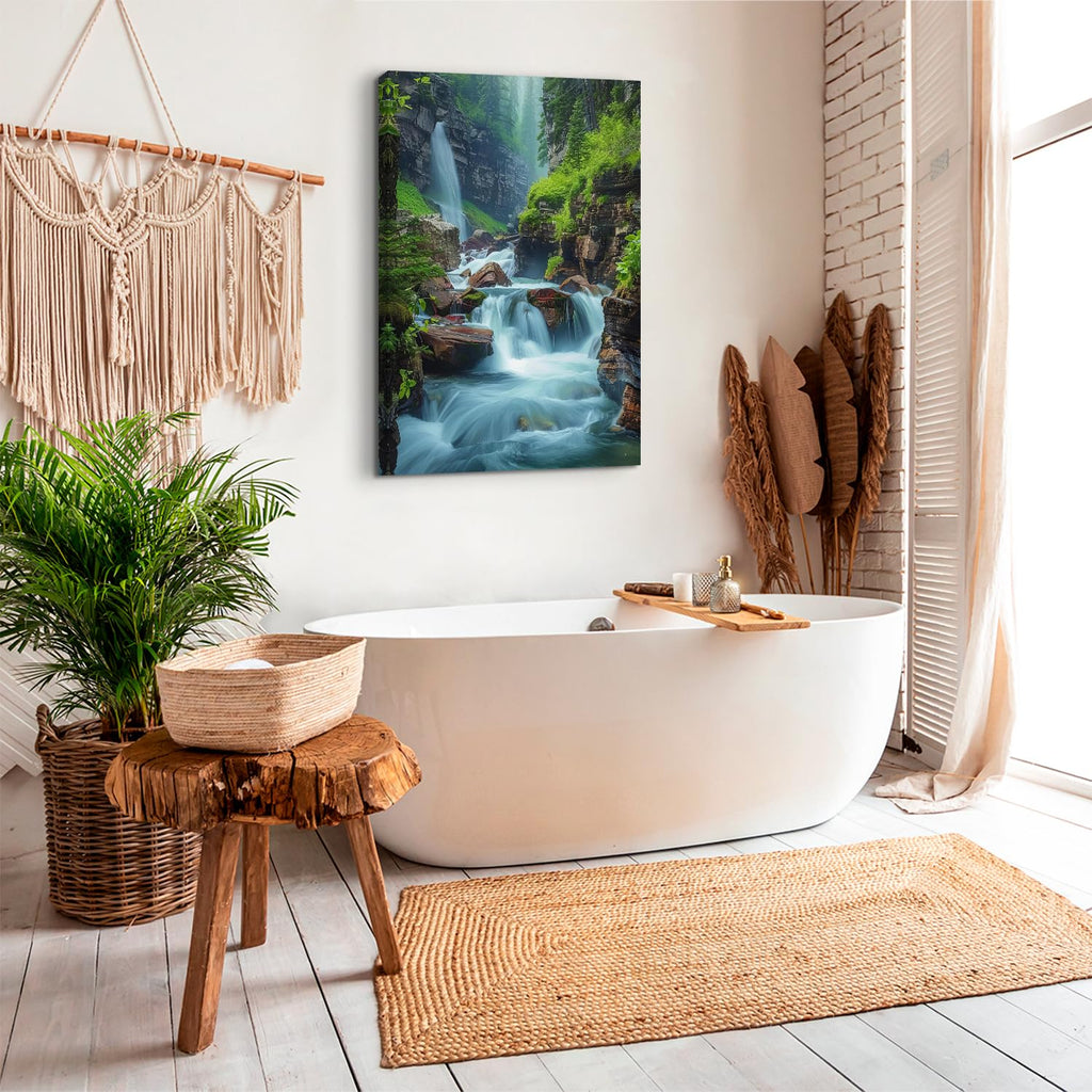 Zen Wall Art Nature Waterfall Wall Decor Office Decor National Park Canvas Picture Glacier Virginia Falls Landscape