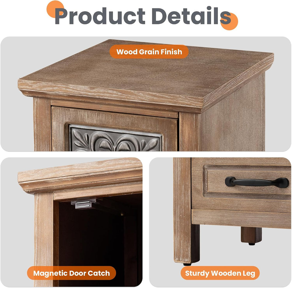 48'' Tall Accent Cabinet with Door, 16'' Wide Narrow Storage Cabinet with Drawer & Shelves for Small Space, Modern