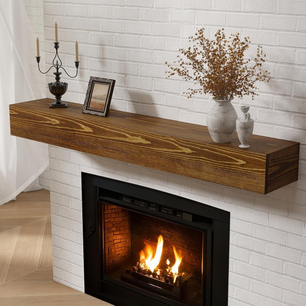 Wall-Mounted Mantles for Over Fireplace - Farmhouse Fireplace Mantle Shelves - Handcrafted Wood Fireplace Mantels
