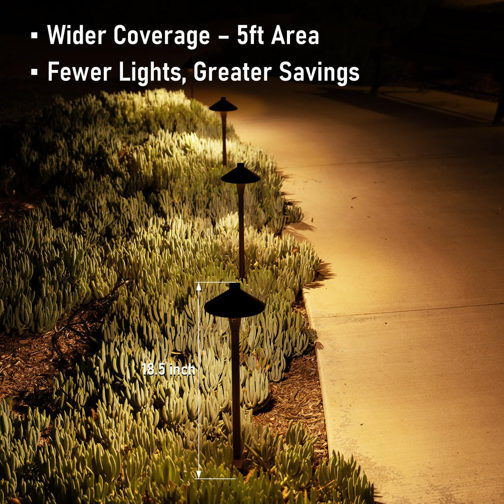 5CCT Low Voltage LED Pathway Lights, Hat Shape Head
