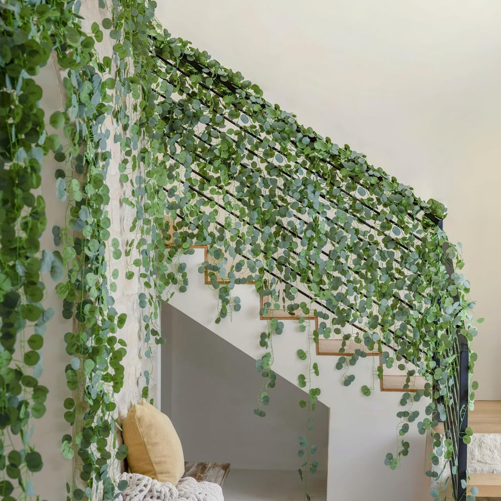 84Ft Eucalyptus Garland,Artificial Eucalyptus Leaves Table Greenery Garland Wreath Vines for Wedding Party - Set of 12