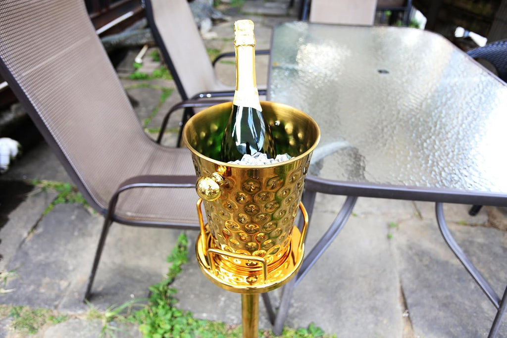 Luxury Floor-Standing 5-Quart Stainless Steel Champagne Ice Bucket Set Gold