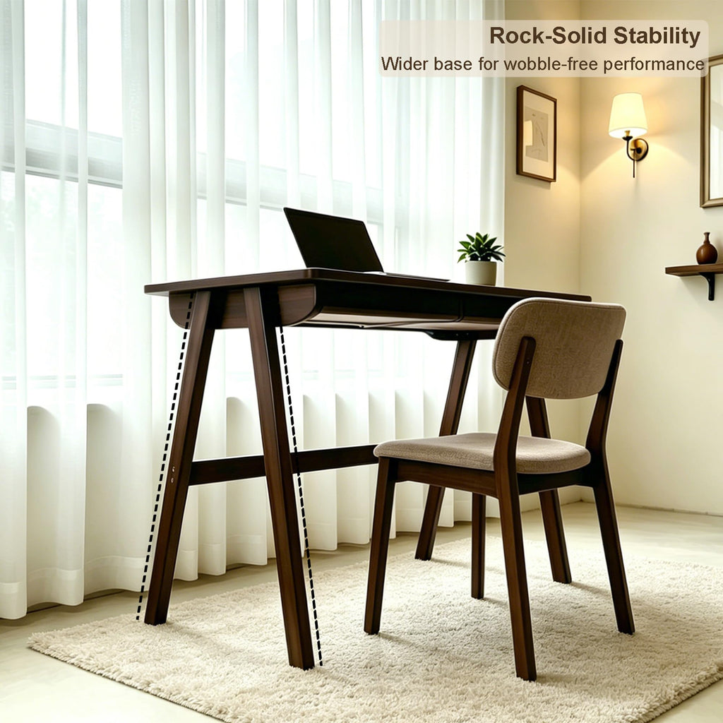 Solid Wood Writing Desk, Small Computer Desk with Drawers
