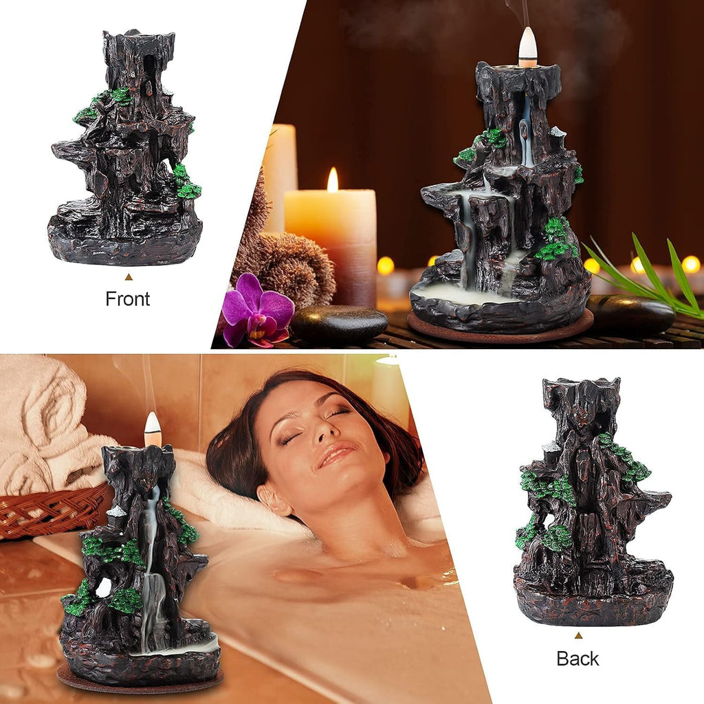 Incense Burner, Backflow Incense Holder 2 Sides Waterfall