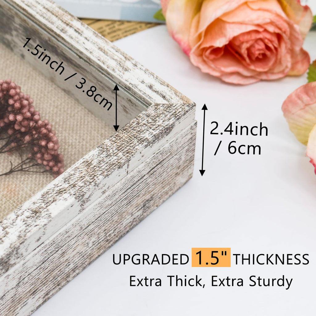 18x24 Wood Shadow Box Frame Glass Door Display Case with Linen Back and 6 Stick Pins, 1.5 inches Interior Depth, Ideal