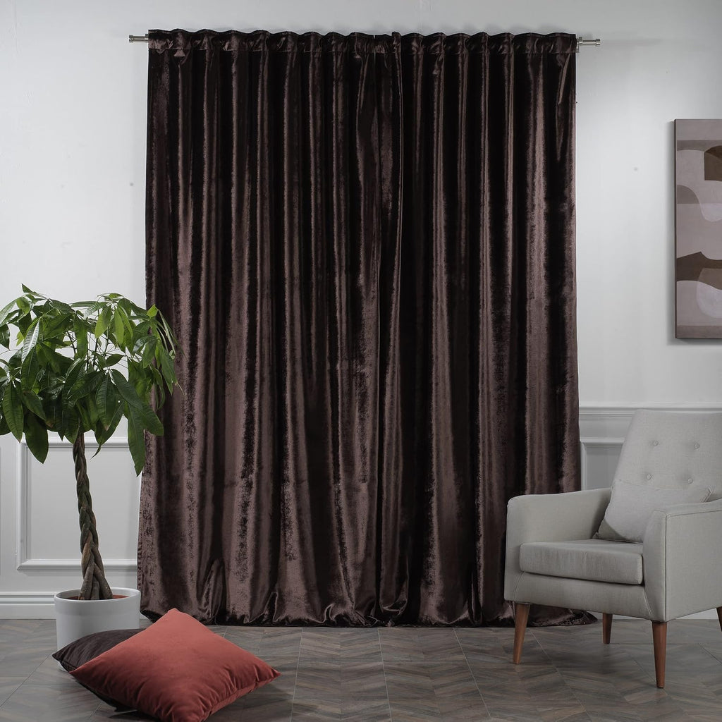 Extra Long Shiny Velvet Curtains Luxury Colors Light Blocking Hang Back Tap 1 Panel Curtain Custom Made Drapes - Made
