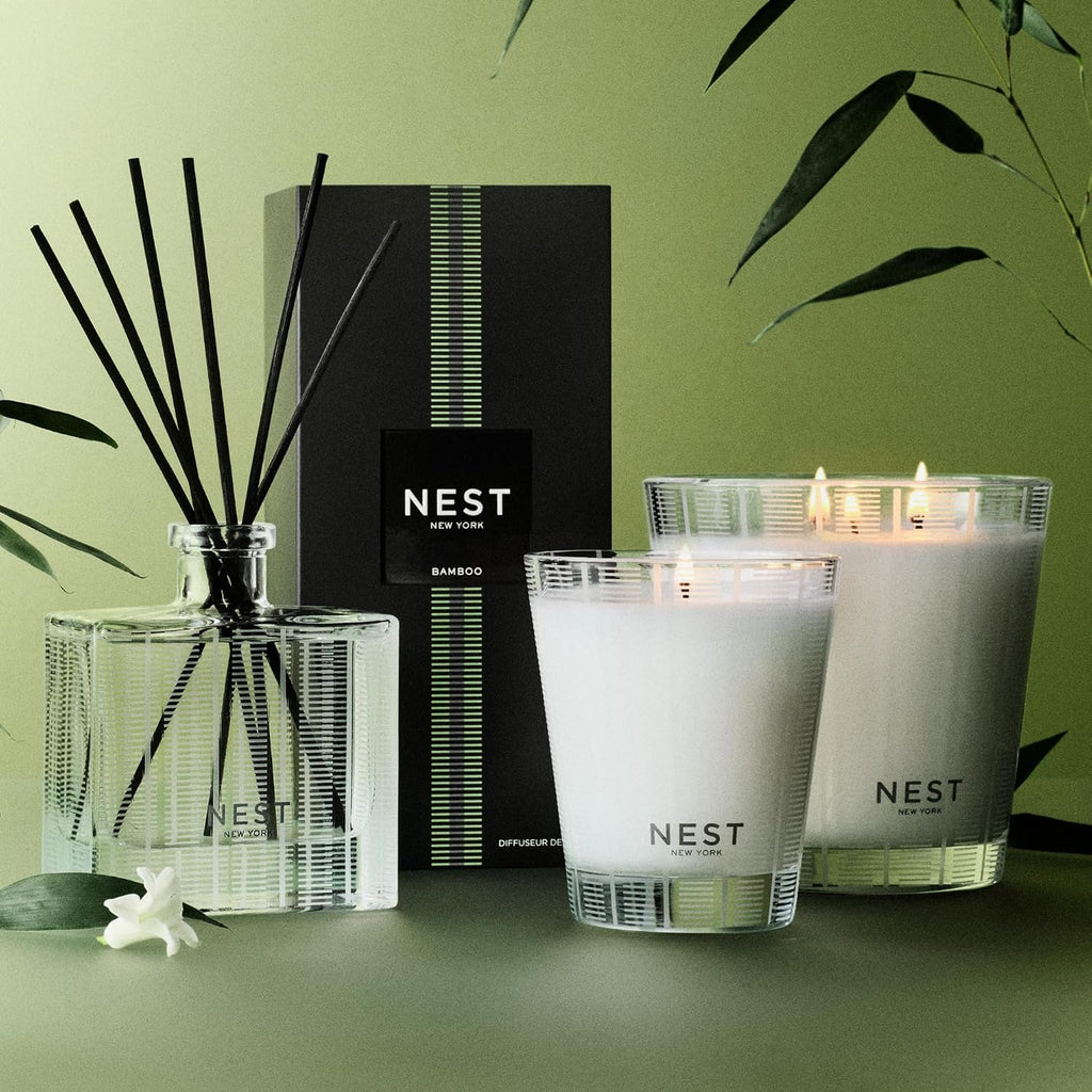 Scented 3-Wick Candle, Bamboo - 21.2 oz - Up to 100-Hour Burn Time - Reusable Glass Vessel - Set of 212