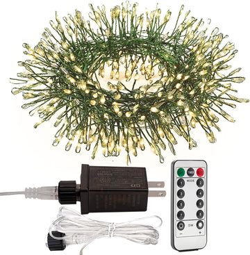 33FT 300Leds Firecracker Fairy Lights,Green Wire,Warm White