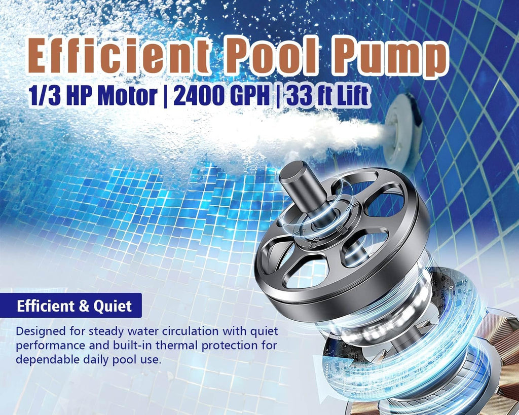 12-inch Sand Filter Pump System Handy 4-Way Valve for Above Ground Swimming Pools with Prefilter Pool Pump 115V