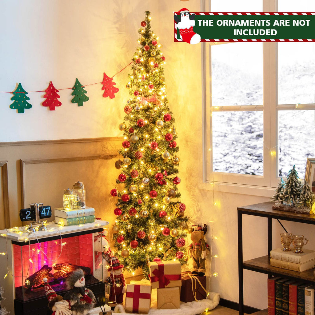 7 FT Pre-lit Half Christmas Tree with 150 Warm White LED Lights