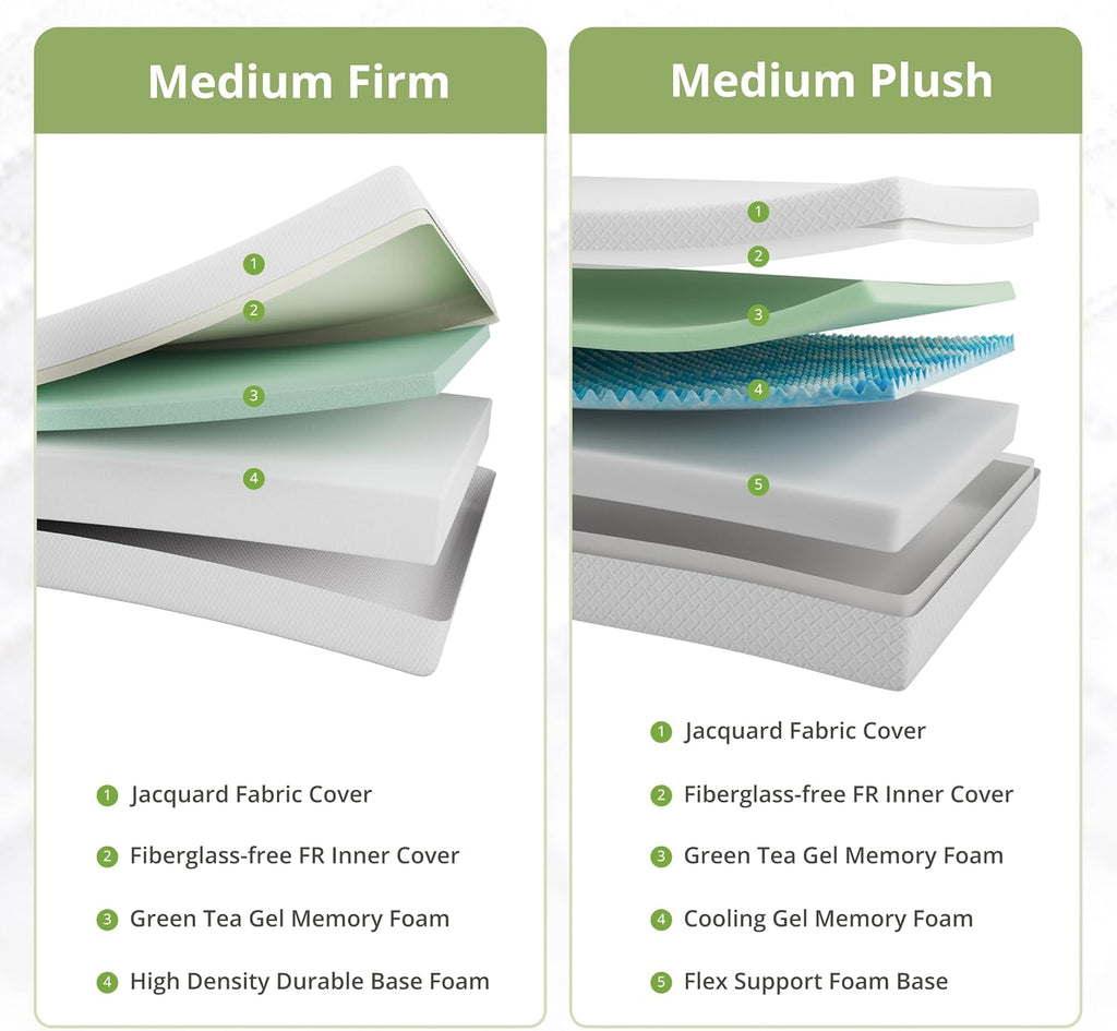 Cal King Mattress 12 Inch, Gel Memory Foam Mattress, Medium Firm