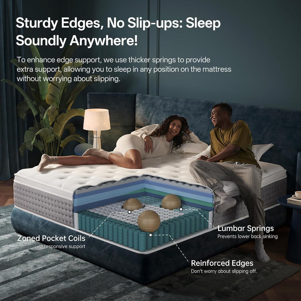 King Mattress, 14 Inch Medium Firm Hybrid with Motion Isolation | Breathable hybrid comfort with responsive support