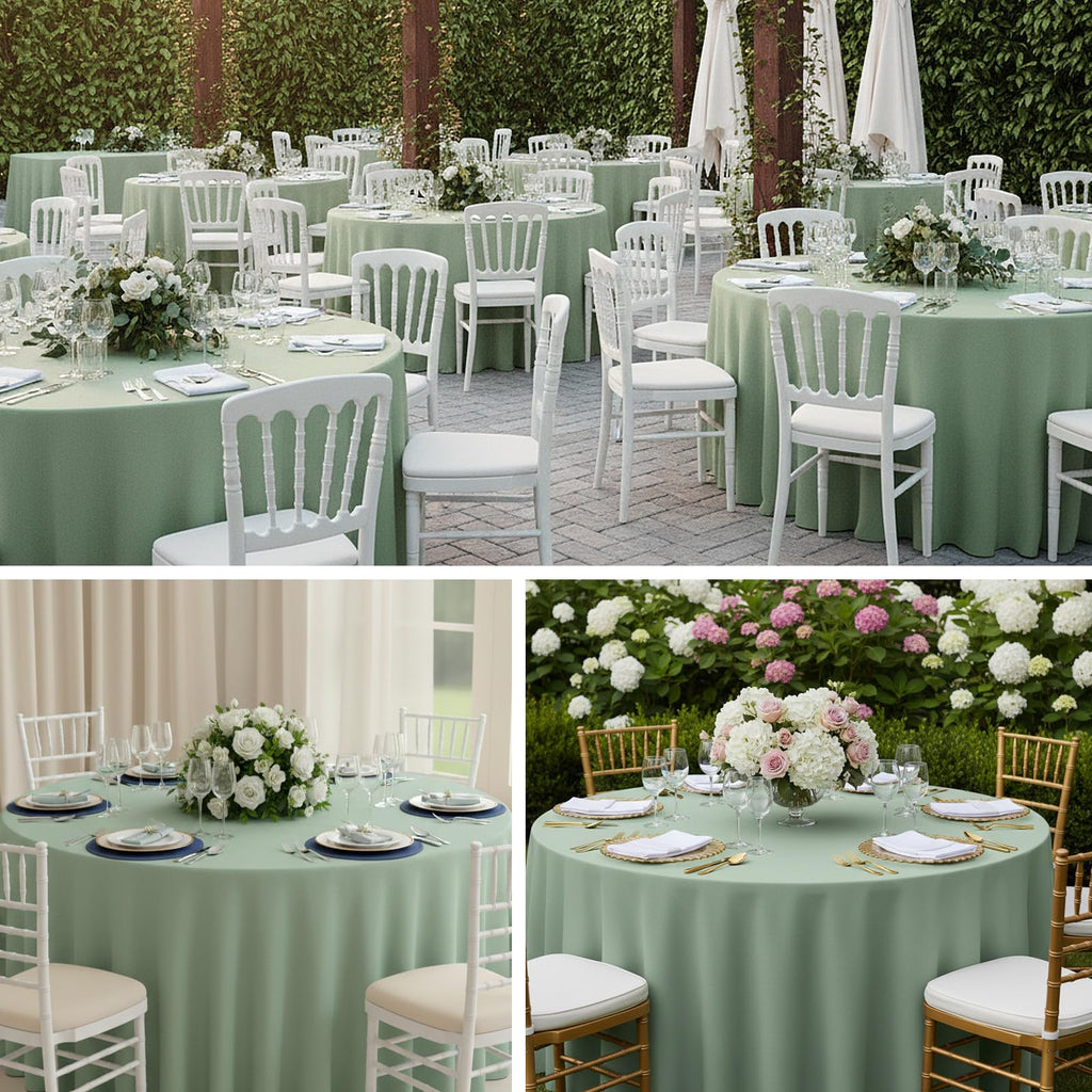 6 Pack 120 Inch Tablecloths Round Sage Green Table Cover