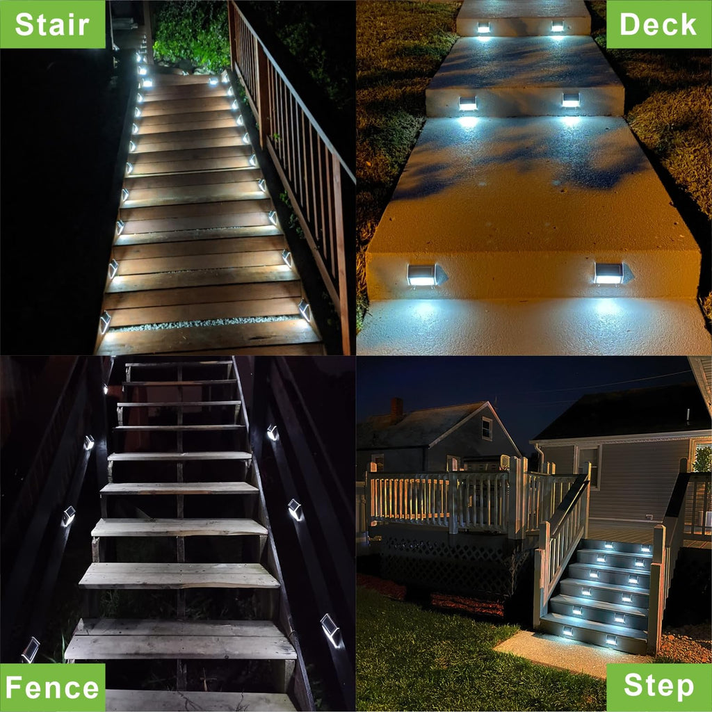 White Solar Lights for Deck Step Fence Post, SST Housing, 6 Pack