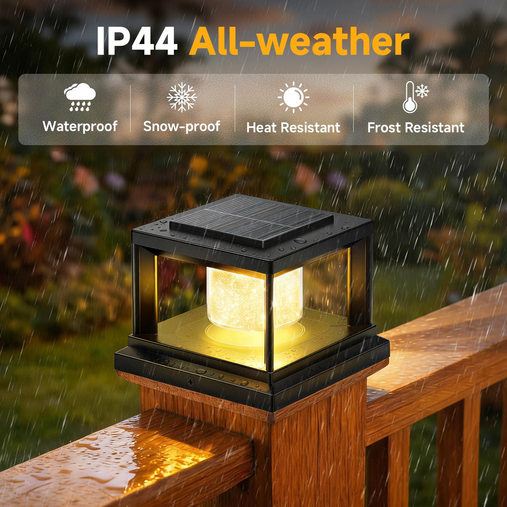Solar Fence Post Cap Lights 12 Pack Outdoor Waterproof Black