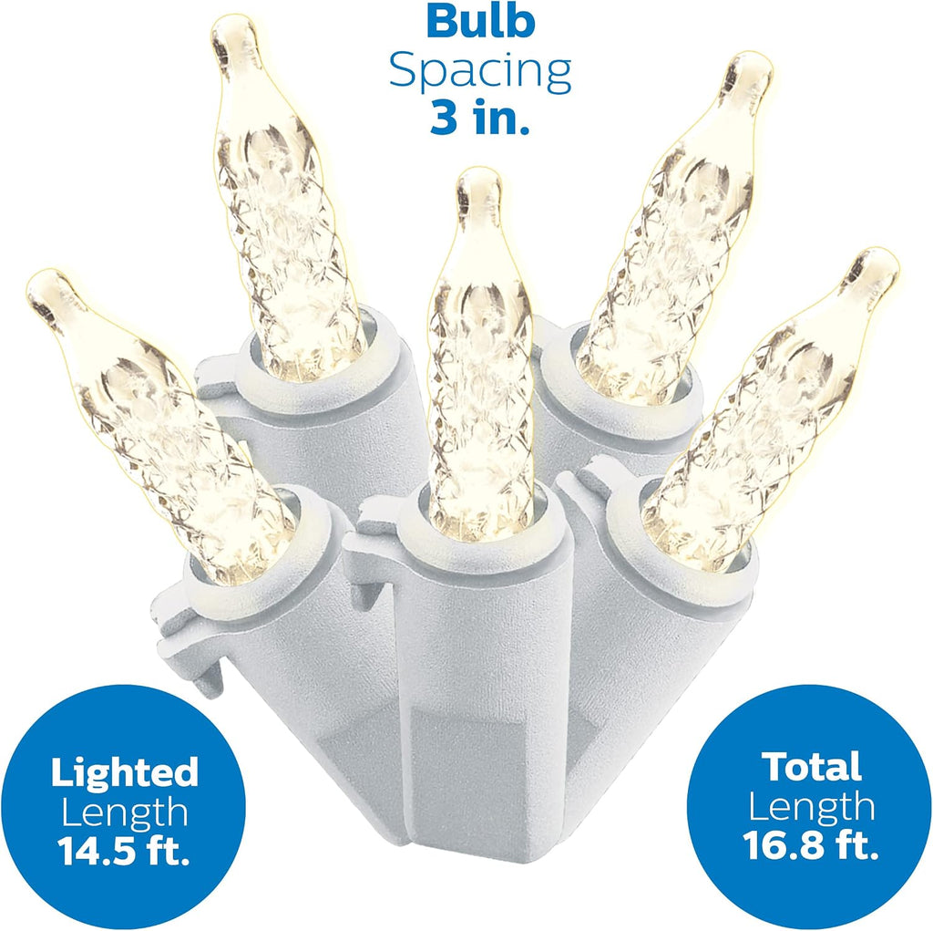 150 LED Warm White Faceted Mini Icicle Lights