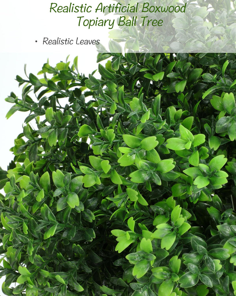 27.5 inch 2 Pack Artificial Boxwood Topiary Trees, Faux Shrubs
