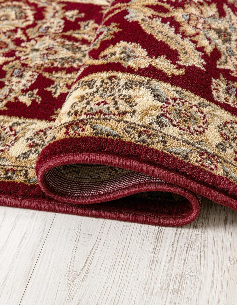 Aditi Collection Rug - Oval Red Medium-Pile Rug Perfect s, Large Dining Rooms, Open Floorplans