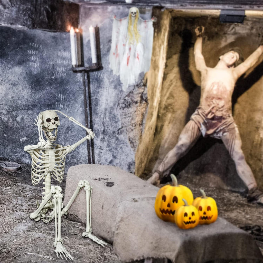 5.4ft Posable Halloween Skeleton - Full Body Life Size Skeleton Bones with Movable Joints for Halloween
