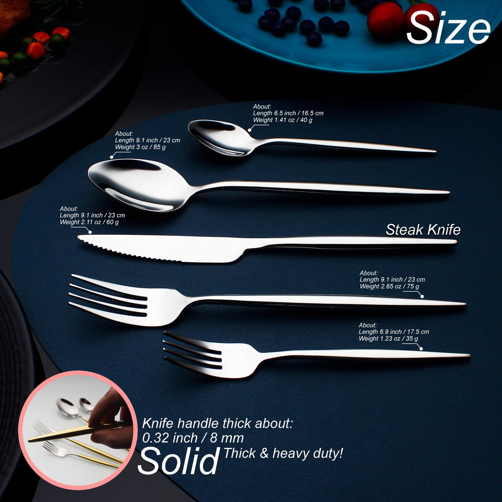 20 Piece Luxury Silverware Set for 4 Mirror-Polished 18/10 Stainless Steel Heavy Flatware Set Modern Cutlery Set