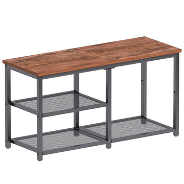 Shoe Bench with Storage, Shoe Rack Organizer, Spacious Wood Top Entryway Bench, with 300 lb Capacity, Rustic Brown
